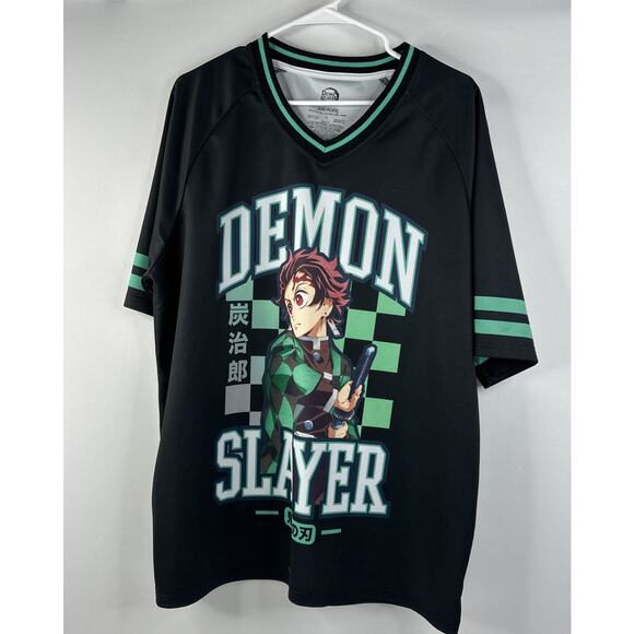 Demon Slayer Jersey Adult Large Black Tanjiro Anime Manga Character Sportswear - Picture 1 of 8